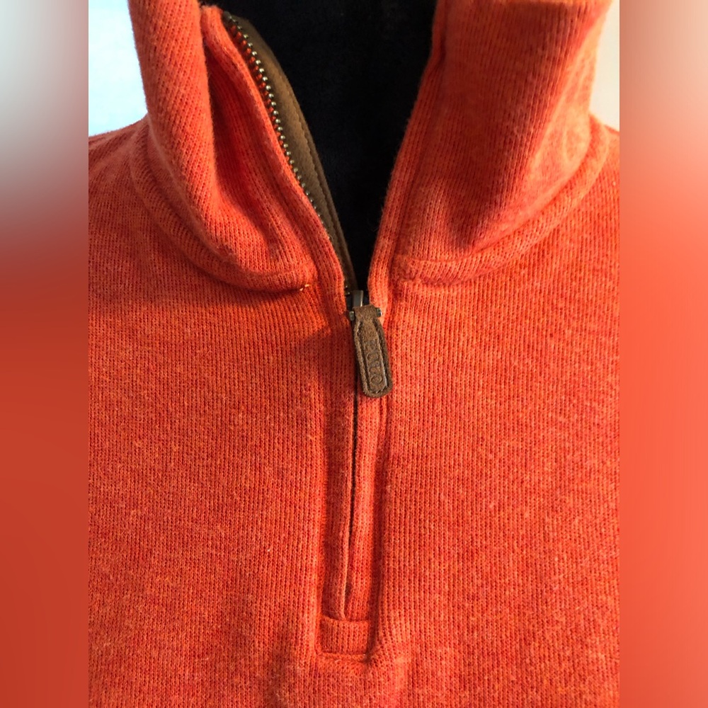 Polo by Ralph Lauren Pumpkin Orange Estate Rib Quarter-Zip Sweater Sz. XXL - Picture 3 of 6